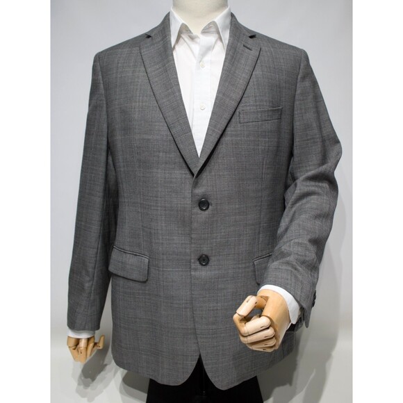 Banana Republic Gray Plaid Blazer Sport Coat 100% Wool Tailored Fit Men Size 42R - Picture 1 of 14